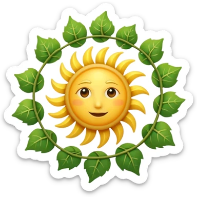 Spiral sun with vine rays sticker