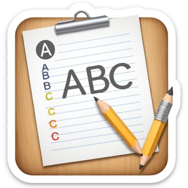 exam paper with the word “ABC” and a pencil sticker