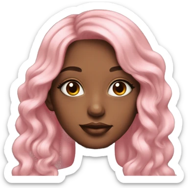 Very beautiful girl artist with very long with soft pink hair with a palette acrylic and tea sticker