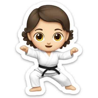 Brunette girl baby doing karate  sticker