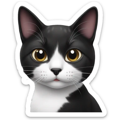 Black and white cat with a heart  sticker