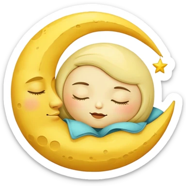 sleeping moon with closed eyes and zzz sticker