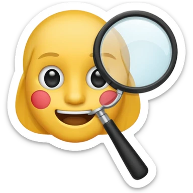 flat mouth emoji with magnifying glass and black background sticker