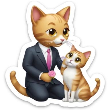cat proposing to women  sticker