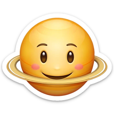 Saturn planet with a happy smiling face sticker