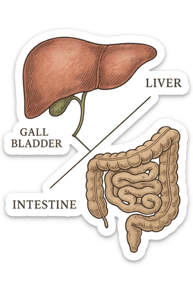 Connessione visiva con linee fegato , intestino e cistifellea sticker