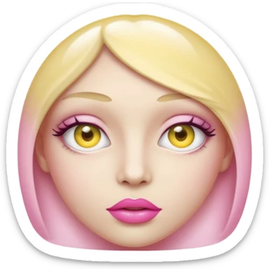 A translucent half-sphere with pink lips and two yellow eyes and 8 toea around the bottom sticker