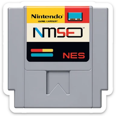 A classic Nintendo NES game cartridge with a colorful label sticker