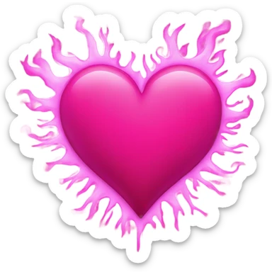 Pink heart with pink fire sticker