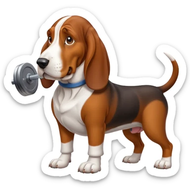 basset hound dog working out sticker