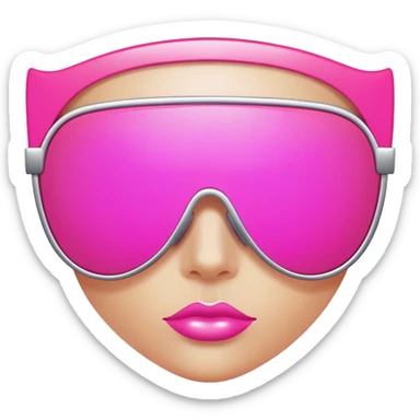 oversized bold pink shield sunglasses, maximum thickness, dramatic Y2K design sticker