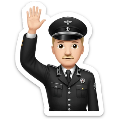 Hitler raising one hand straight up like a salute in Black SS uniform  sticker