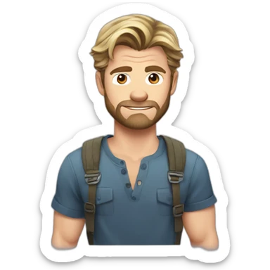 chris-hemsworth cartoon wearing shirt sticker