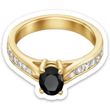 gold ring with black oval diamond sticker