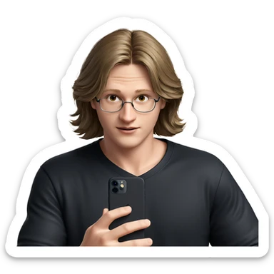male with phone in hand sticker