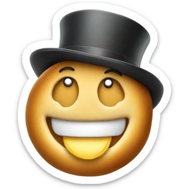 a smiling plain bagel with a tophat sticker