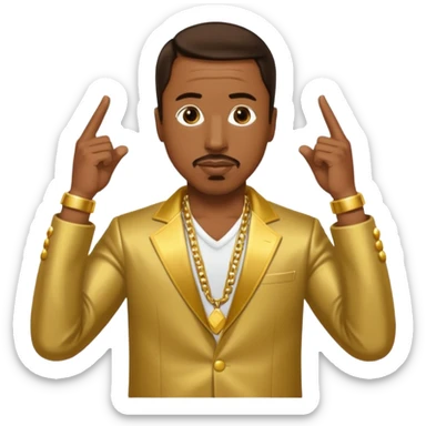 MC Hammer with dark brown hair, gold outfit sticker