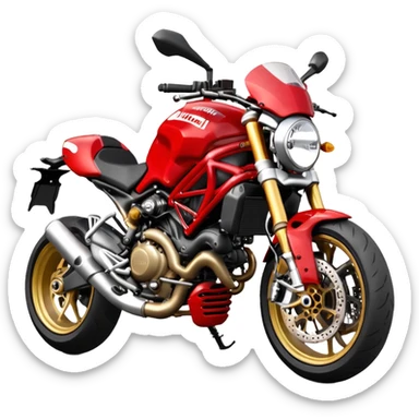 Ducati Monster S4RS motorcycle, front view, red color, gold front forks, sporty details sticker