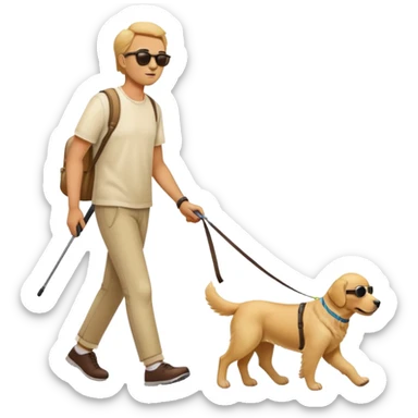 blind man with sunglasses and guide dog sticker
