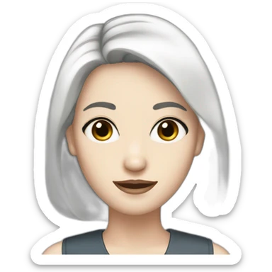 40 years Woman, white pale skin, dark straight hair, big black eyes sticker