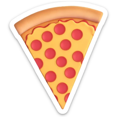 3D icon of a slice of pizza, realistic and playful sticker