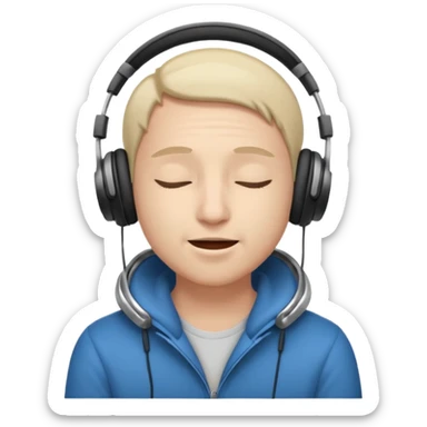 someone listing to music using headphones and closed his eyes and he is full of enjoyment sticker