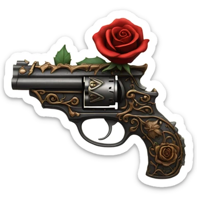 Red ghotic  rose pistol  sticker