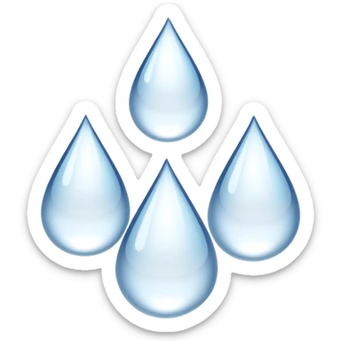 three equally sized droplets stacked on top of each other with two other droplets going outward from the middle droplet; 5 droplets total sticker