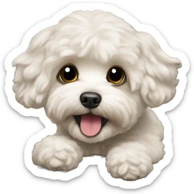 Maltipoo drives in a train sticker