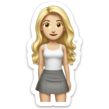 caucasian straight long haired blonde tight grey mini skirt sticker
