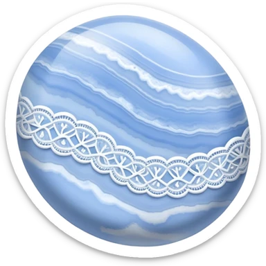 Blue lace agate cabochon with delicate pale blue and white lace-like bands in a smooth polished dome sticker