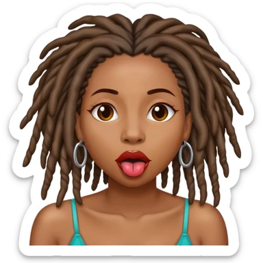 Black woman with locs licking lips sticker