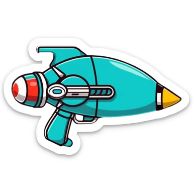 colorful cartoon raygun with retro sci-fi details sticker