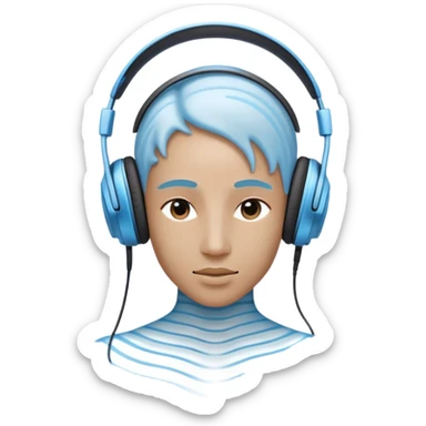 a living being made of sound waves listening to music with headphones sticker