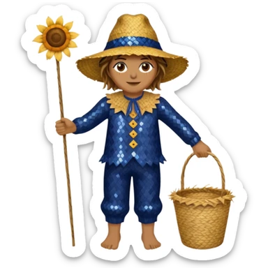 Scarecrow from The Wizard of Oz with dark blue sequin outfit sticker