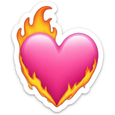Pink heart with flames sticker