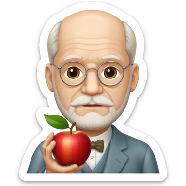 Sigmund Freud: create emoji using exact style: apple ios, 3D rendered, with exact words: я промолчу sticker