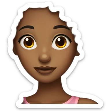 pretty brown skin girl with black long curly hair with volume and dark brown eyes and lashes  sticker