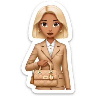 Woman dressed up in Dior Bar jacket carrying a Lady Dior bag sticker