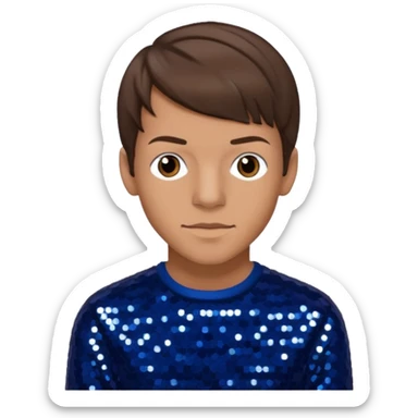 Louis Tomlinson from One Direction with light skin, brown hair, dark blue sequin outfit sticker