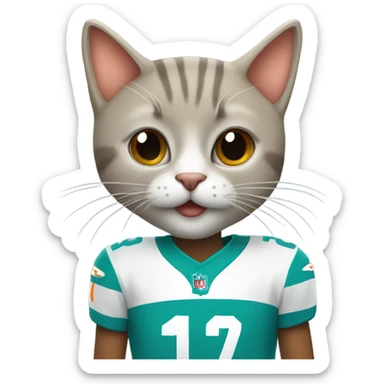 cat in miami dolphins shirt sticker