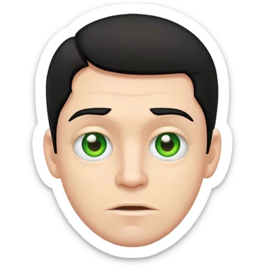 ugly white guy with black hair wearing green brown eyes sticker