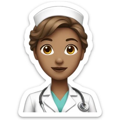 sexy nurse white skin brown hair sticker