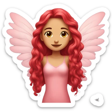 big wings, rose, Beautiful, fairy, red, long hair sticker