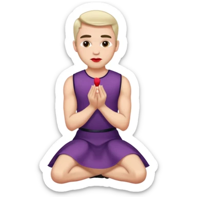 Submissive man on knees wearing female clothes sticker