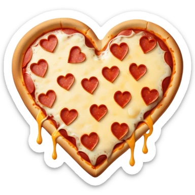 pizza in the shape of a broken heart for Valentine's Day sticker