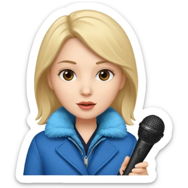 woman with winter clothes holding microphone sticker