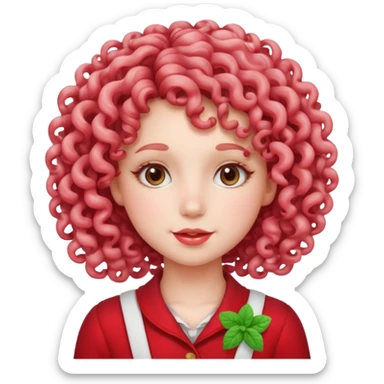 girl with curly hair made out of peppermint candy sticker
