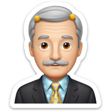 Grandpa with gray mustache & polka-dot tie sticker