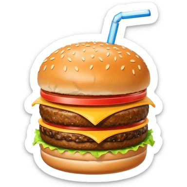 a burger and a drink next to it sticker